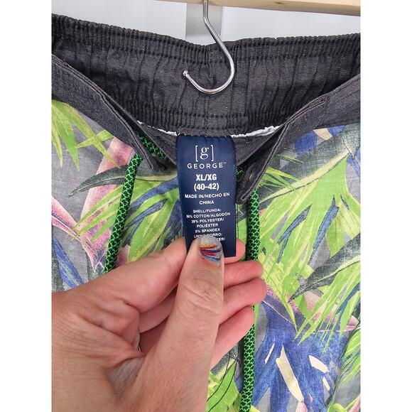 George Men's Tropical Leaf Printed Elastic Waist Swimsuit Swim Trunks Size XL/XG - Picture 3 of 4